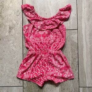 Girls Pink Bandana-Print Romper